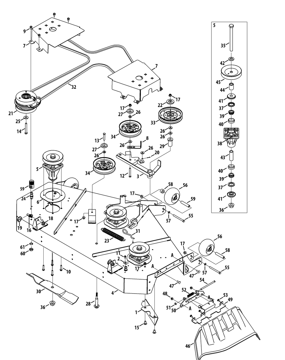 Mower Deck 60-Inch Diagram and Parts List for Z-FORCESZ60 (53FJD-53FJD050)(2015) Cub Cadet Lawn Tractor